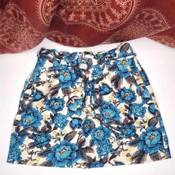 LOFT Linen and Rayon Skirt XSP Blue Floral - Picture 14 of 14